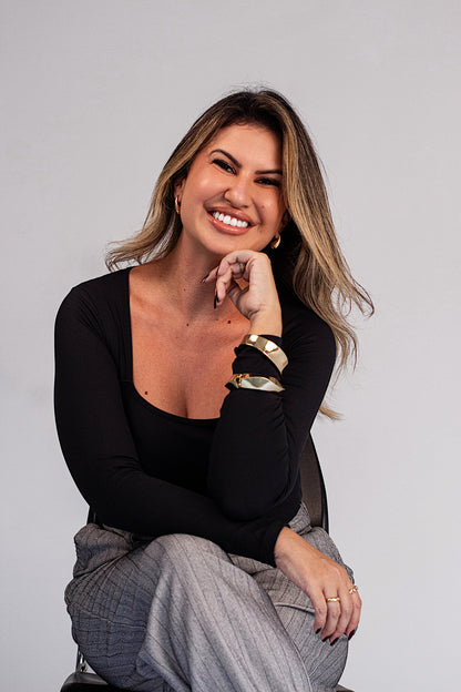 Body Preto Viscose Gola Alta Manga Longa