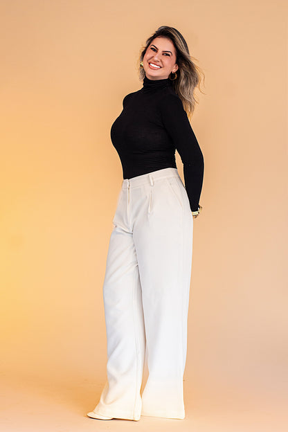 Body Preto Viscose Gola Alta Manga Longa
